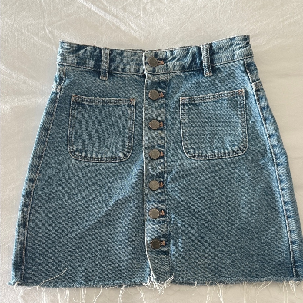 Zara Blue Denim A-Line Skirt
